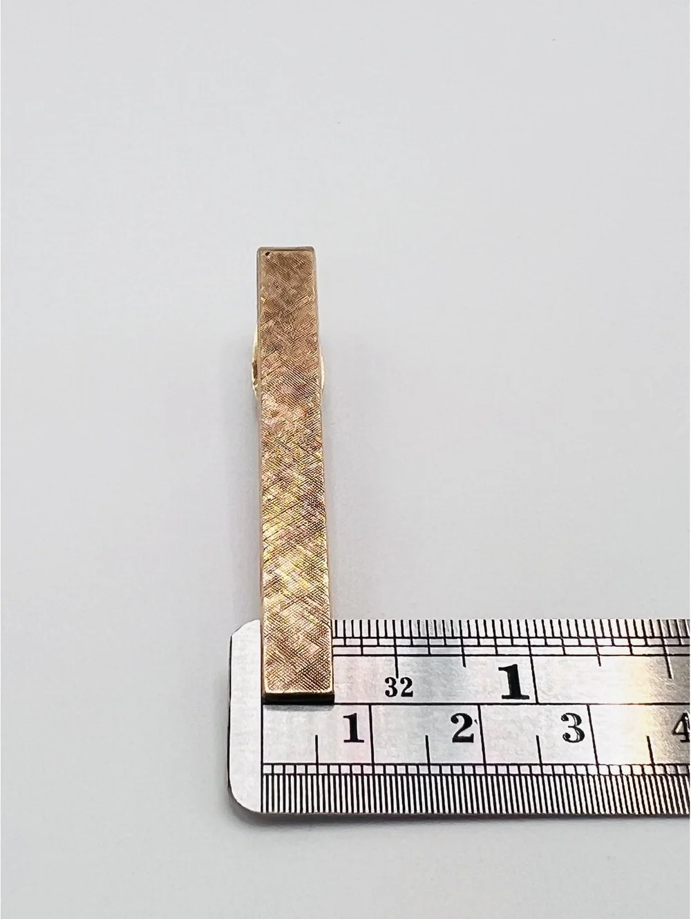 Vintage 14K Gold Overlay Textured Tie Bar Clip 2” Men’s Jewelry